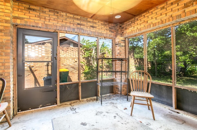 view of unfurnished sunroom