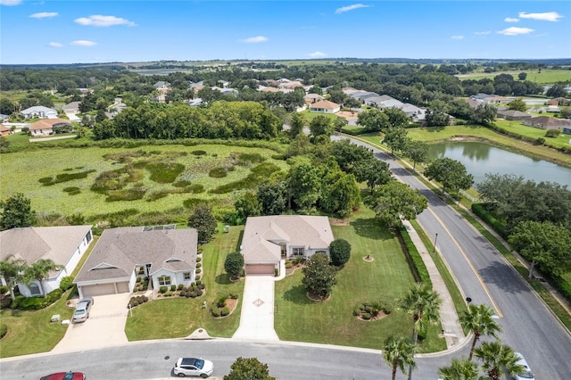 bird's eye view featuring a water view