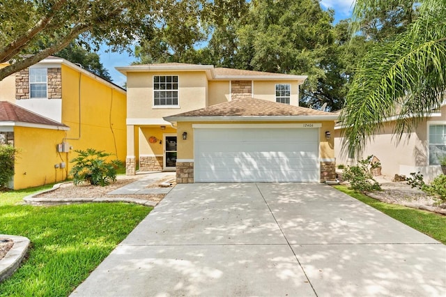 view of front of house with a garage