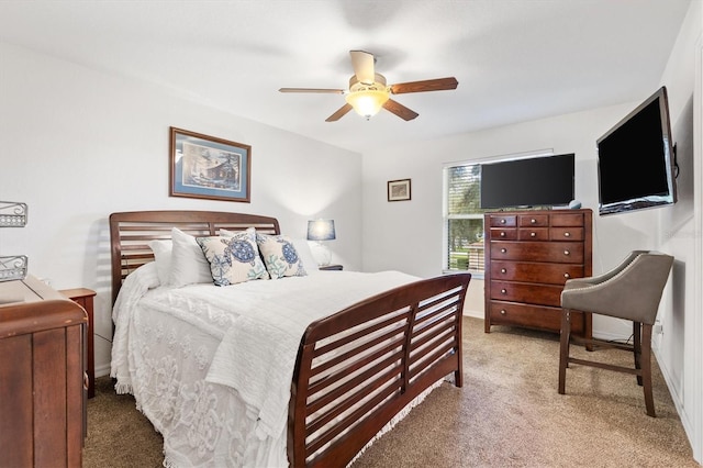 bedroom featuring carpet floors and ceiling fan