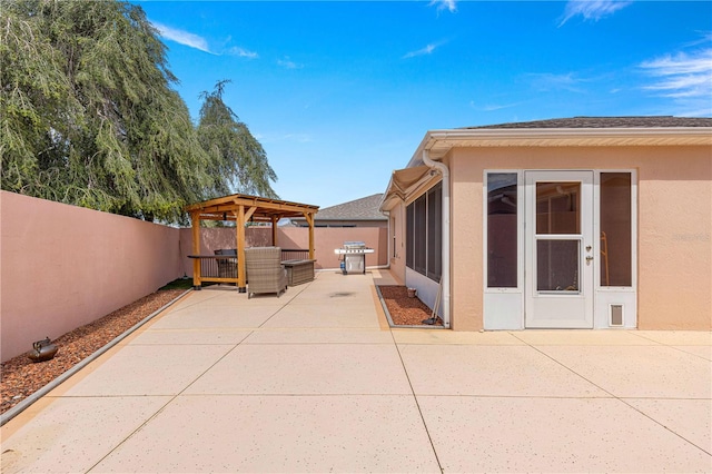 view of patio / terrace featuring a gazebo