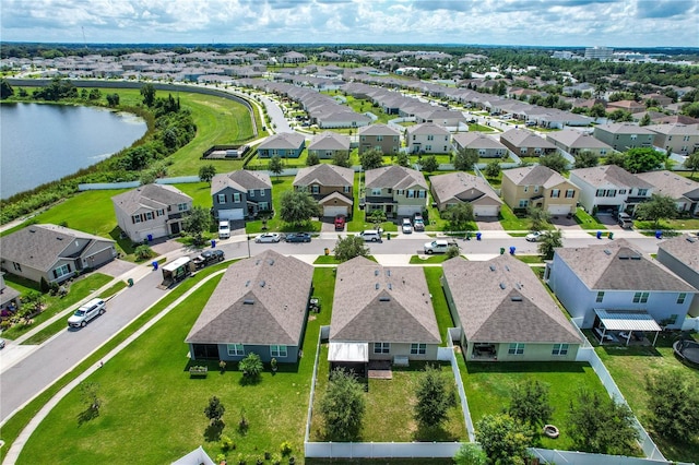 bird's eye view featuring a water view