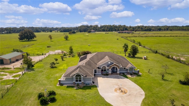 aerial view featuring a rural view