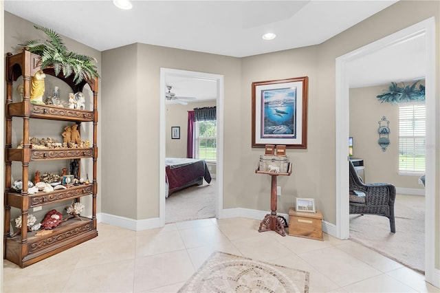 interior space with light tile patterned floors