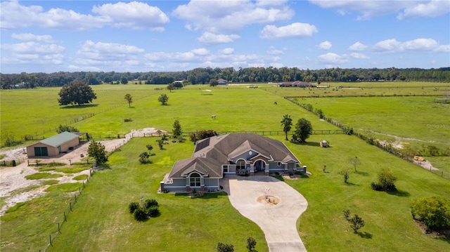 drone / aerial view with a rural view