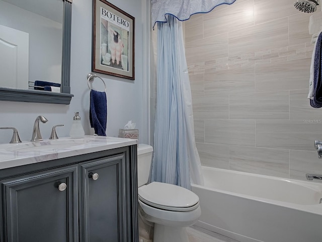 full bathroom featuring vanity, toilet, and shower / bath combo