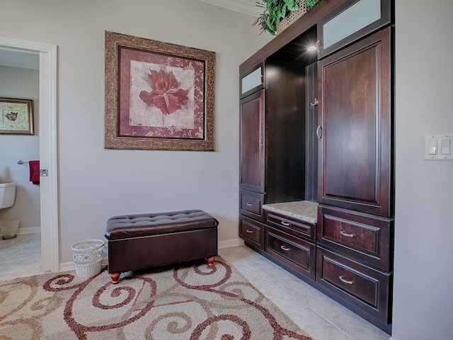 interior space featuring light tile patterned floors