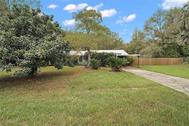 view of yard featuring a carport