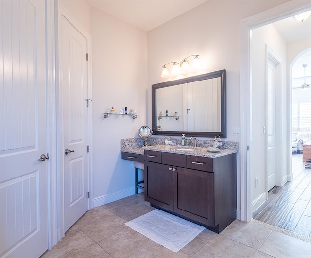 bathroom with vanity and tile patterned floors