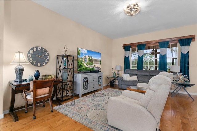 living room with hardwood / wood-style floors