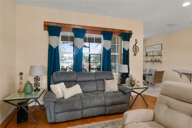 living room featuring hardwood / wood-style flooring