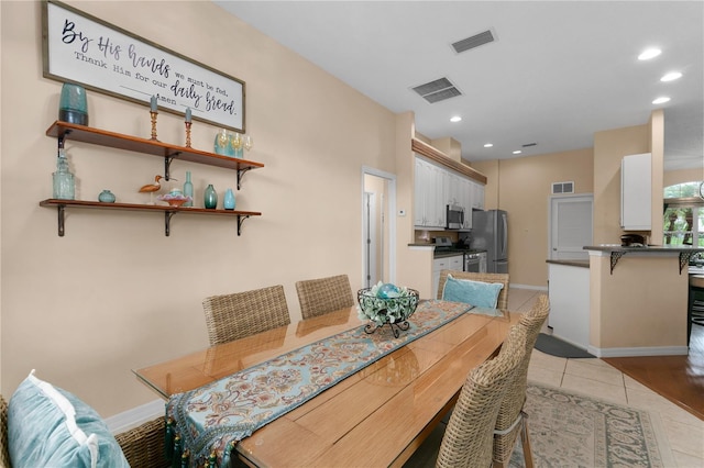 view of tiled dining area