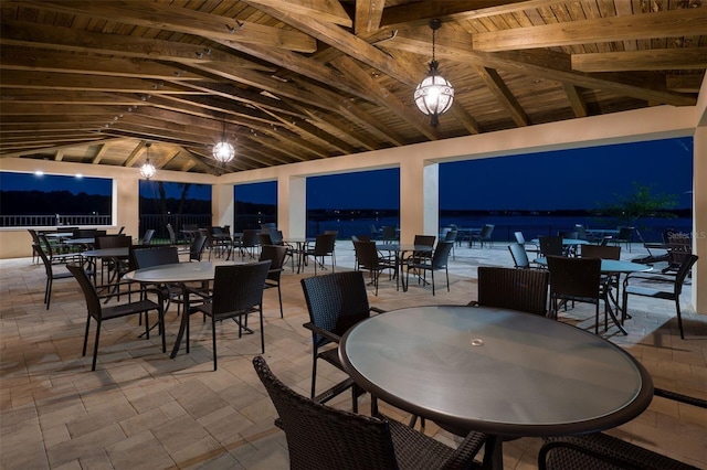 view of patio at twilight