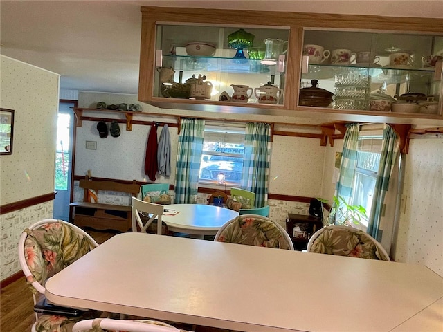 dining room with hardwood / wood-style flooring