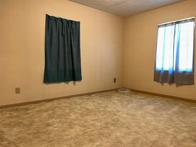 empty room featuring carpet and a textured ceiling