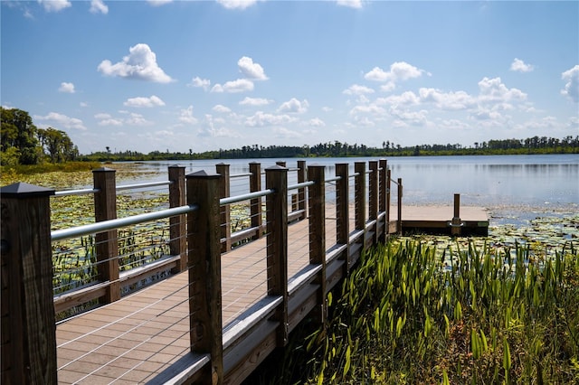 view of dock featuring a water view