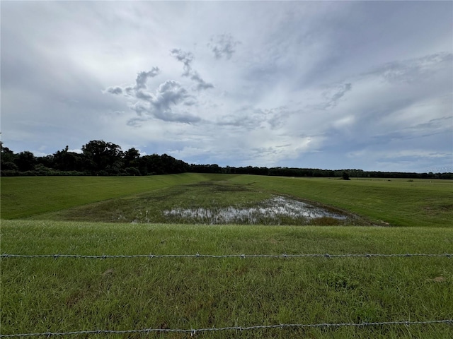 view of yard featuring a water view and a rural view