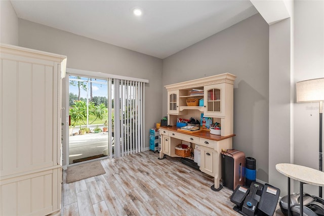 office space featuring light wood-type flooring