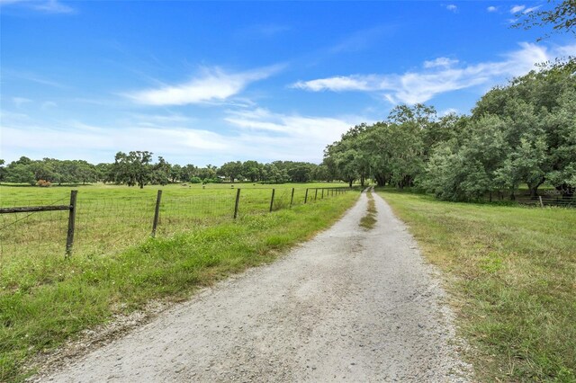 view of street with a rural view