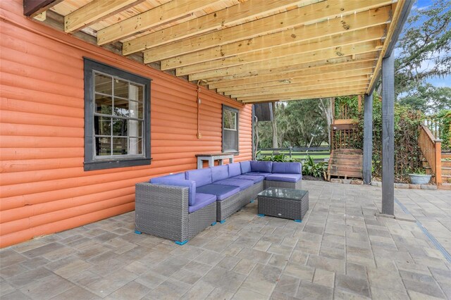 view of patio featuring an outdoor living space