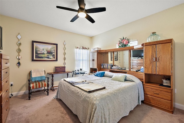 bedroom with carpet floors and ceiling fan