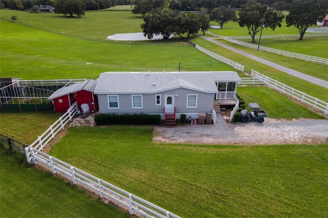 aerial view with a rural view