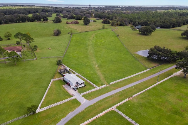 aerial view featuring a rural view