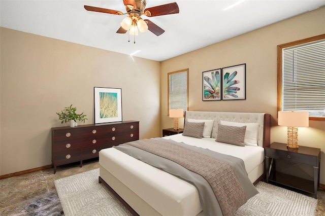 bedroom featuring ceiling fan