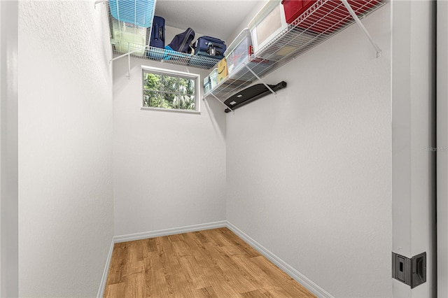 walk in closet featuring wood-type flooring