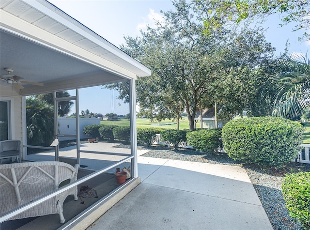 view of patio / terrace featuring ceiling fan