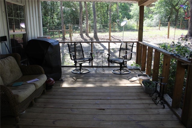 deck featuring grilling area