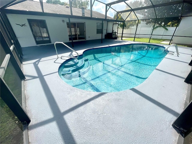 1415 Harnden Rd W, Port Orange, FL 32129 - view of pool with fence, a fenced in pool, a lanai, and a patio area
