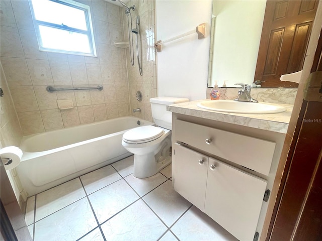 1415 Harnden Rd W, Port Orange, FL 32129 - bathroom featuring tub / shower combination, tile patterned floors, toilet, and vanity