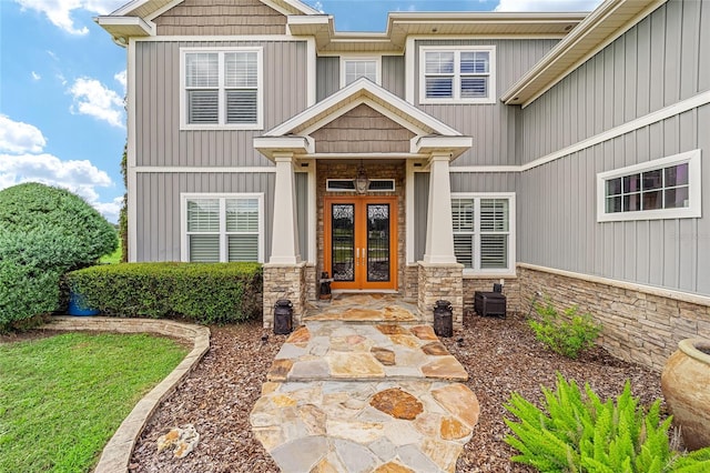 doorway to property with french doors