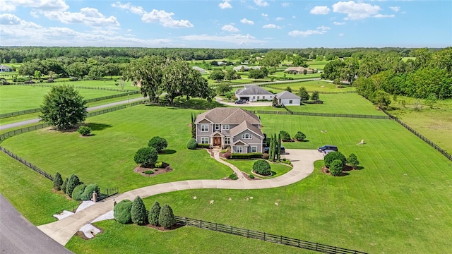 drone / aerial view with a rural view