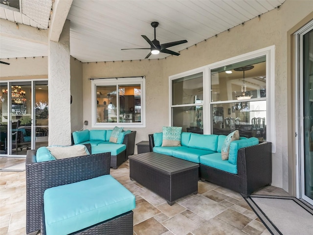 view of patio / terrace featuring outdoor lounge area and ceiling fan