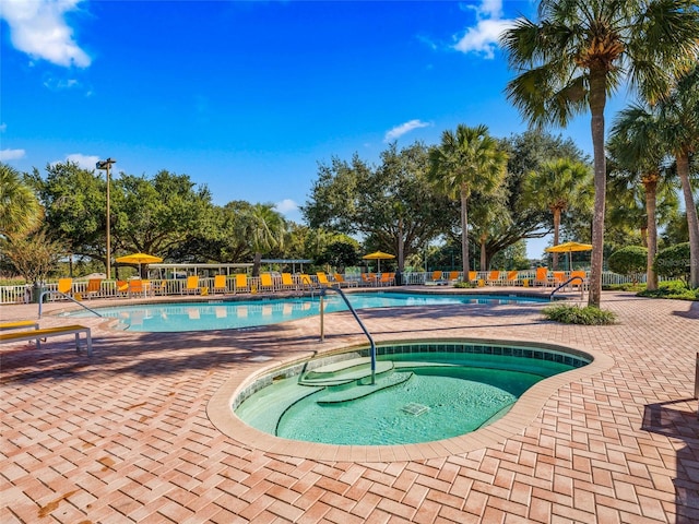 view of pool featuring a patio area