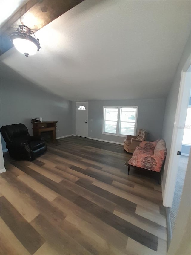 sitting room featuring dark hardwood / wood-style floors