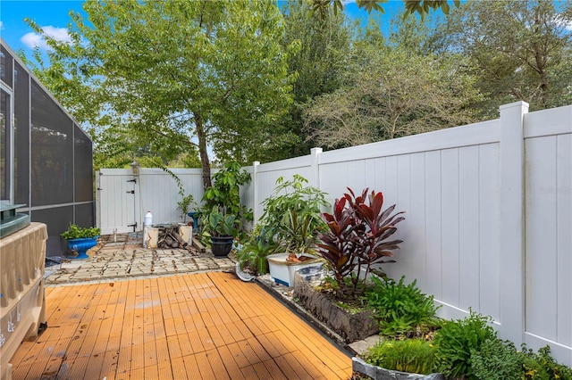 deck with a lanai