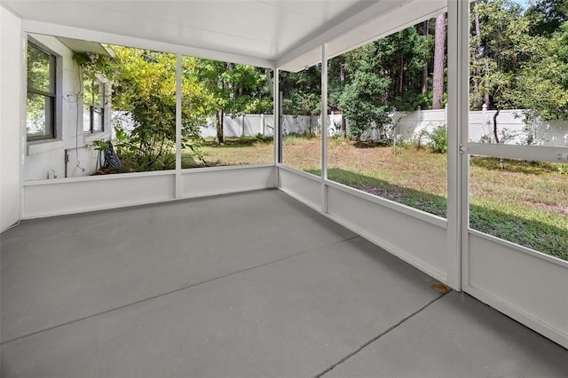 view of unfurnished sunroom