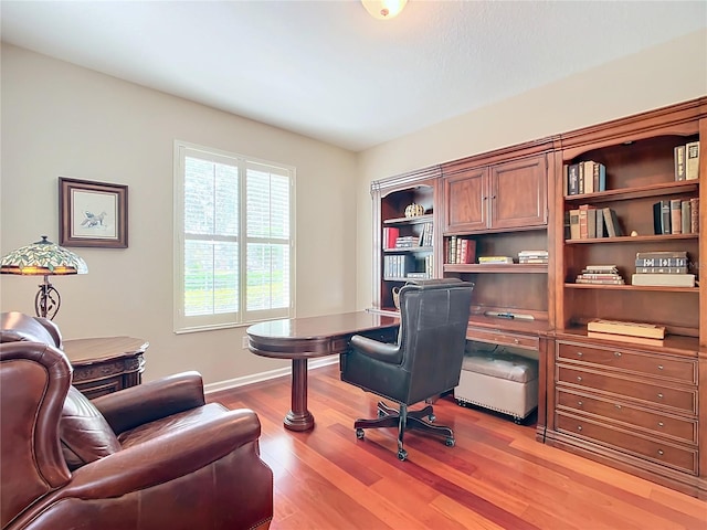 home office featuring light wood-type flooring