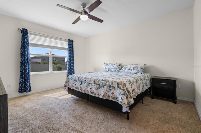 bedroom with carpet and ceiling fan