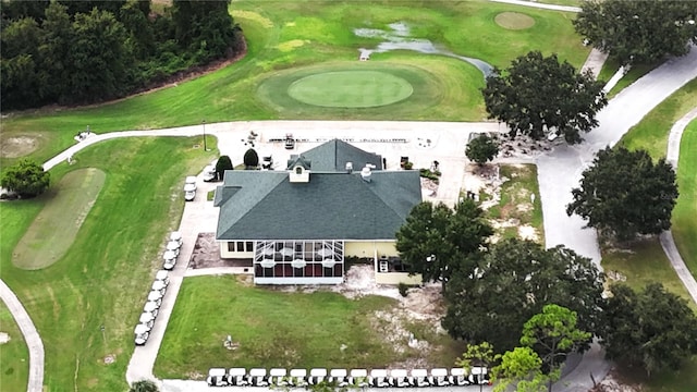 drone / aerial view with golf course view