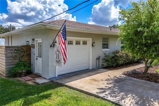 exterior space featuring a garage