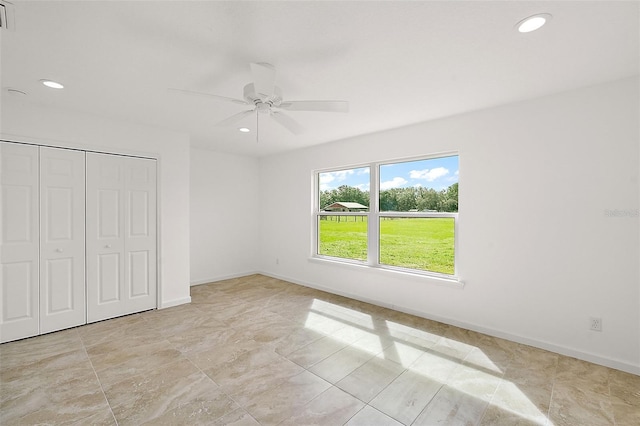 8222 Florida Boys Ranch Rd, Groveland, FL 34736 - unfurnished bedroom with baseboards, a closet, recessed lighting, and visible vents