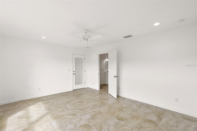 8222 Florida Boys Ranch Rd, Groveland, FL 34736 - spare room with baseboards, a ceiling fan, recessed lighting, and visible vents