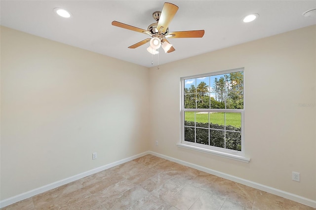 8222 Florida Boys Ranch Rd, Groveland, FL 34736 - unfurnished room with baseboards, ceiling fan, and recessed lighting