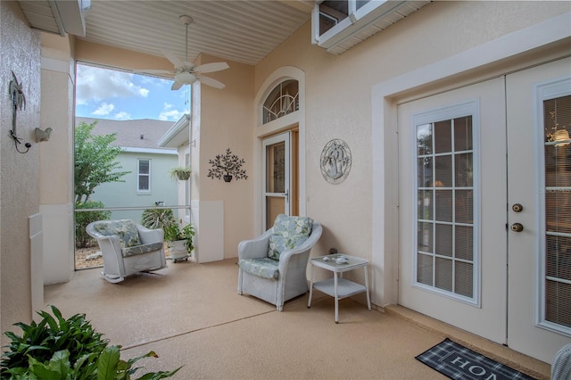 view of patio / terrace featuring ceiling fan