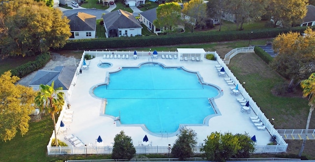 view of swimming pool featuring a patio