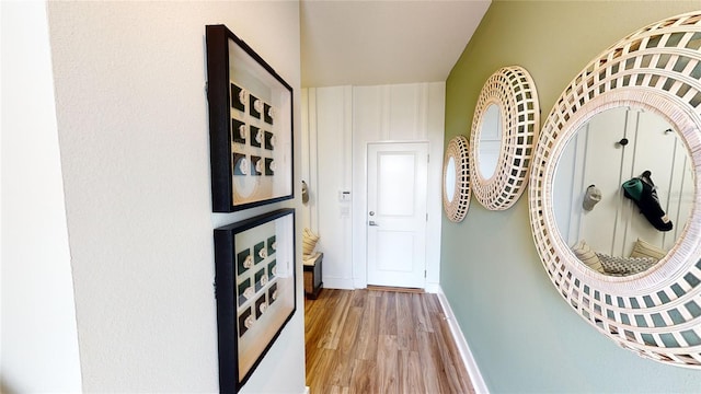 interior space with light hardwood / wood-style floors